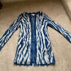 Rebells blue and shite zebra cardigan